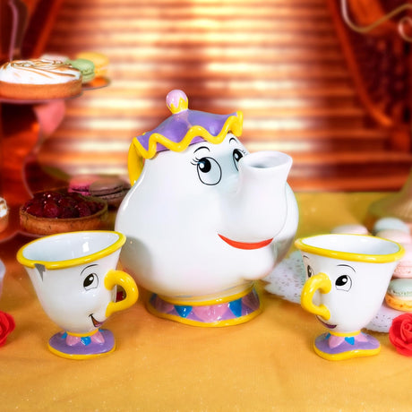 Disney Beauty and The Beast Mrs. Potts & Chip Ceramic Premium Teapot Set