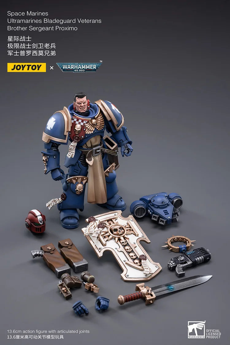 Warhammer 40K Ultramarines Bladeguard Veteran Brother Sergeant Proximo 1/18 Scale Figure