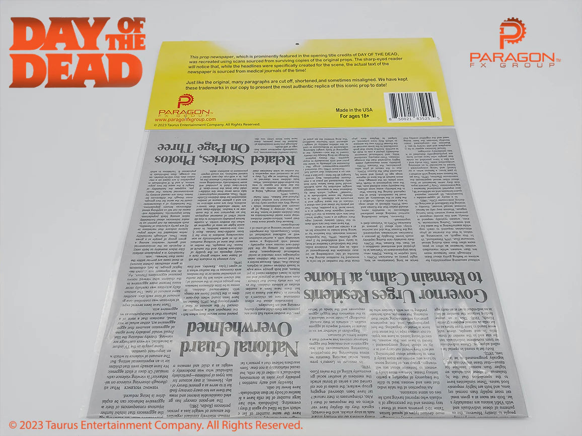 Day of the Dead The Dead Walk Newspaper Prop Replica