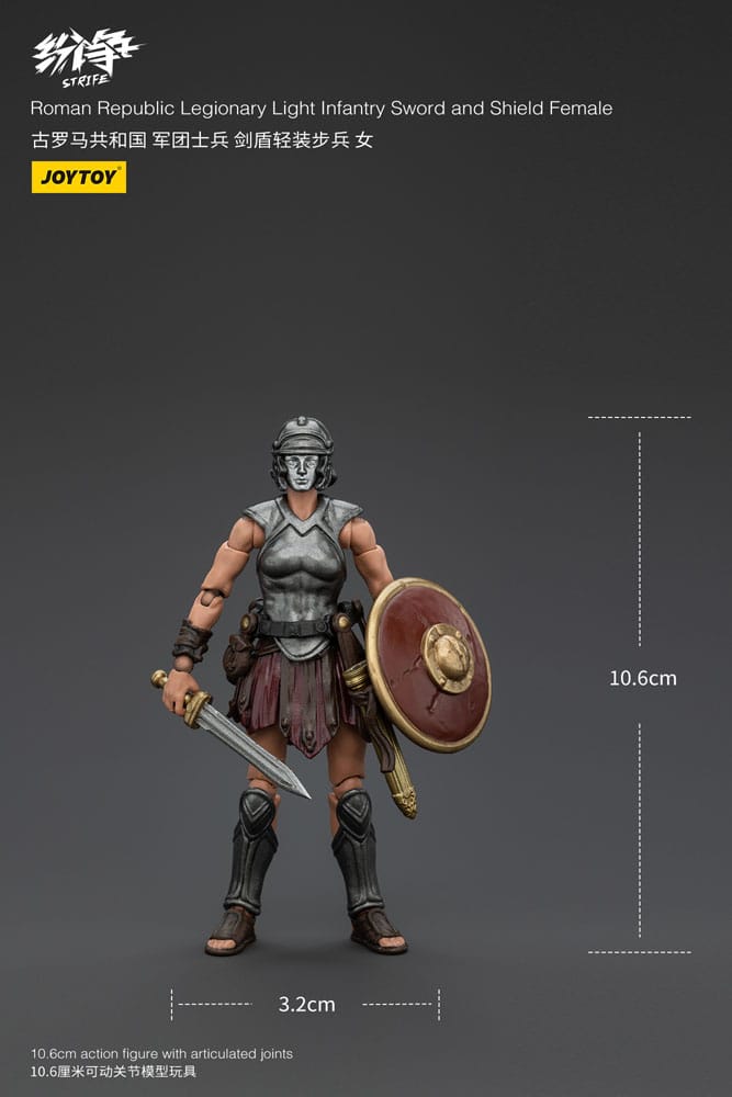 Strife Roman Republic Legionary Light Infantry Sword and Shield Female 11 cm 1/18 Action Figure