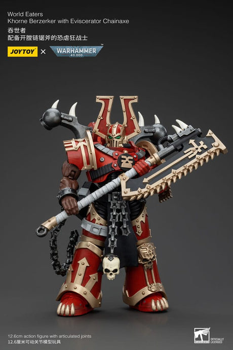 Warhammer 40k World Eaters Khorne Berzerker with Eviscerator Chainaxe 13 cm 1/18 Action Figure