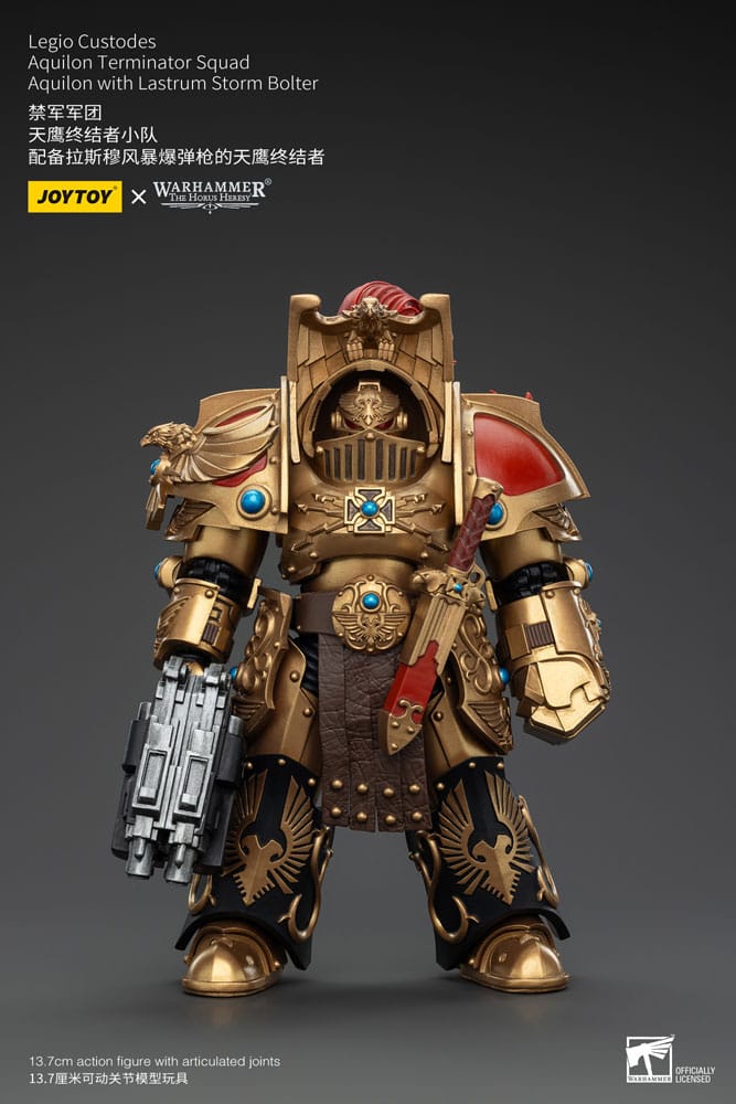 Warhammer The Horus Heresy Legio Custodes Aquilon Terminator Squad Aquilon with Lastrum Storm Bolter 14 cm 1/18 Action Figure