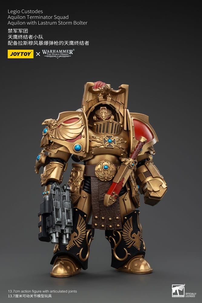 Warhammer The Horus Heresy Legio Custodes Aquilon Terminator Squad Aquilon with Lastrum Storm Bolter 14 cm 1/18 Action Figure