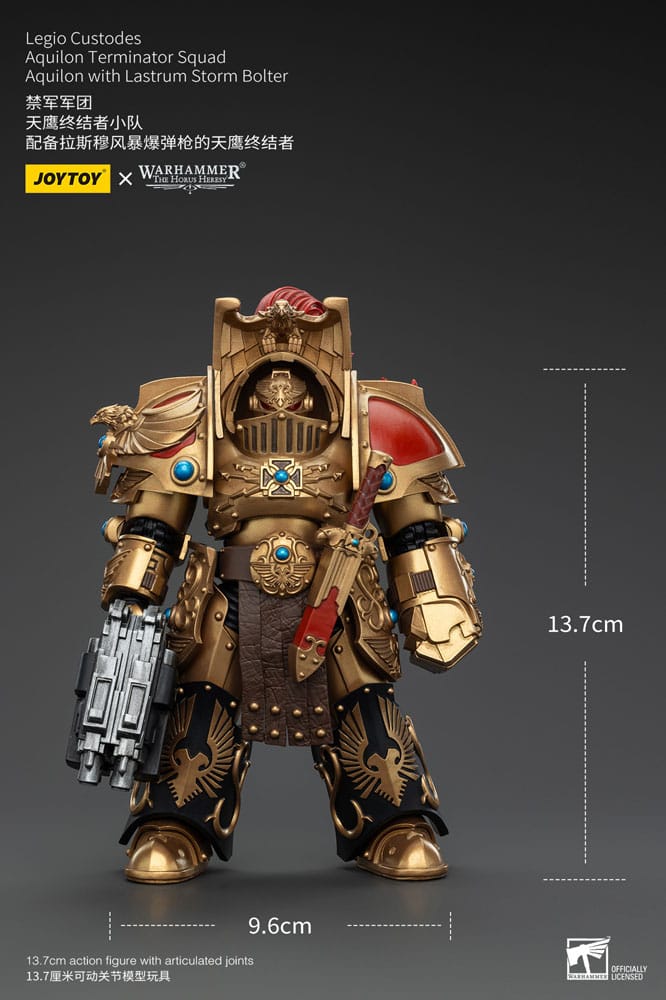 Warhammer The Horus Heresy Legio Custodes Aquilon Terminator Squad Aquilon with Lastrum Storm Bolter 14 cm 1/18 Action Figure