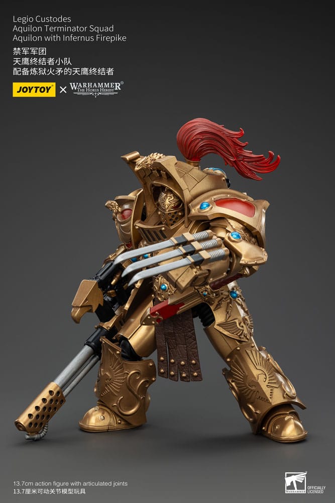 Warhammer The Horus Heresy Legio Custodes Aquilon Terminator Squad Aquilon with Infernus Firepike 14 cm 1/18 Action Figure