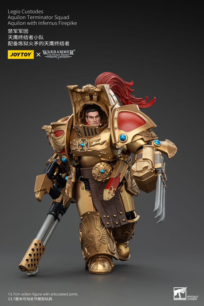 Warhammer The Horus Heresy Legio Custodes Aquilon Terminator Squad Aquilon with Infernus Firepike 14 cm 1/18 Action Figure