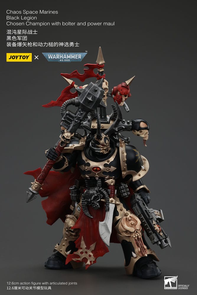 Warhammer 40k Chaos Space Marines Black Legion Chosen Champion with Bolter and Power Maul 20 cm Action Figure