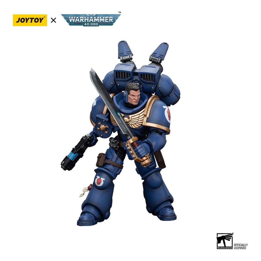 Warhammer 40k Ultramarines Jump Pack Intercessors Sergeant With Plasma Pistol And Power Sword 12 cm 1/18 Action Figure