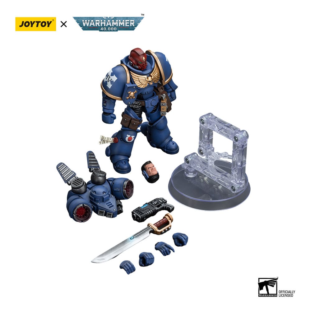 Warhammer 40k Ultramarines Jump Pack Intercessors Sergeant With Plasma Pistol And Power Sword 12 cm 1/18 Action Figure