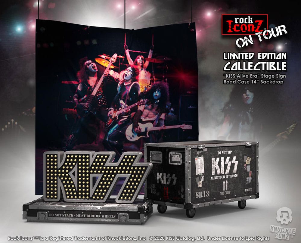 Kiss Rock Ikonz On Tour Road Case + Stage Backdrop Set Alive! Tour Statue