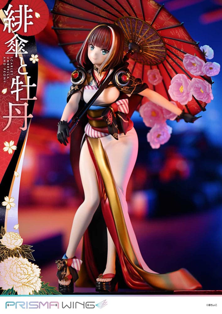 Original Illustration by Fuzichoco Prisma Wing Scarlet Umbrella And Peony 28 cm 1/7 PVC Statue