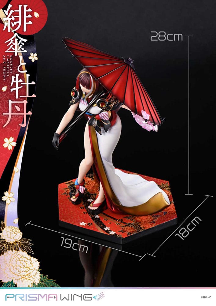 Original Illustration by Fuzichoco Prisma Wing Scarlet Umbrella And Peony 28 cm 1/7 PVC Statue