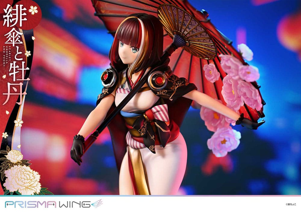 Original Illustration by Fuzichoco Prisma Wing Scarlet Umbrella And Peony 28 cm 1/7 PVC Statue