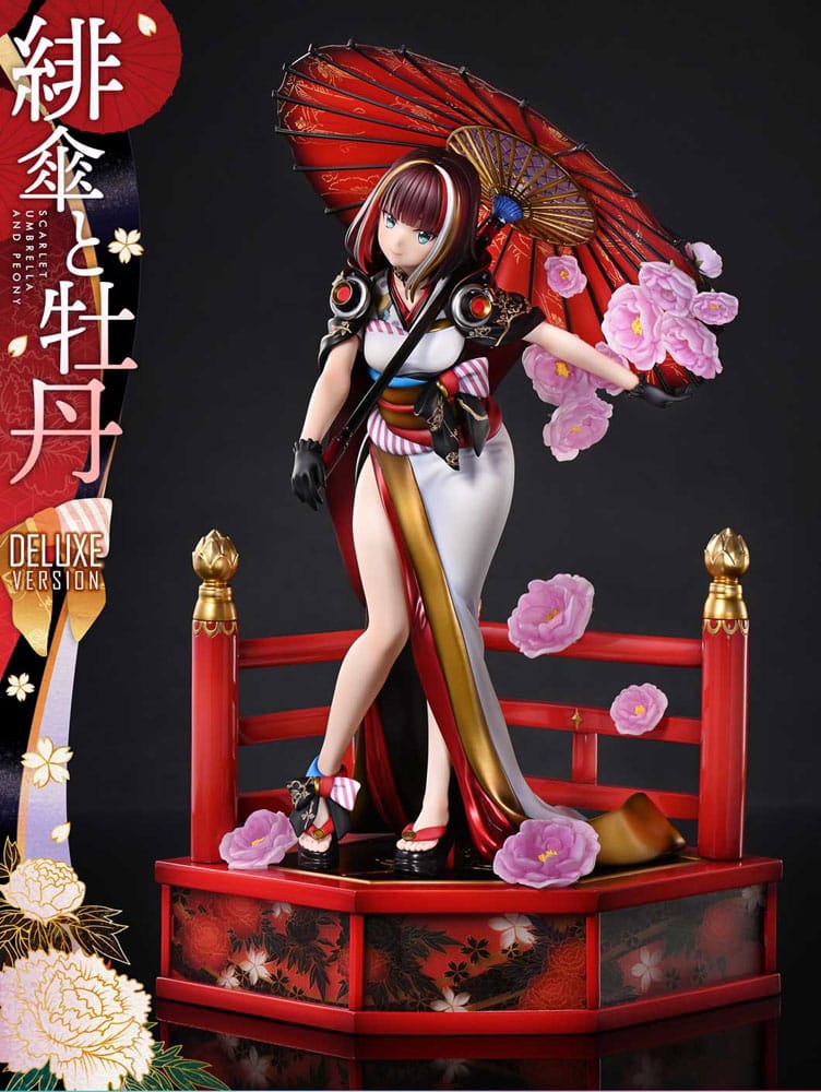 Original Illustration by Fuzichoco Prisma Wing Scarlet Umbrella And Peony Deluxe Version 32 cm 1/7 PVC Statue