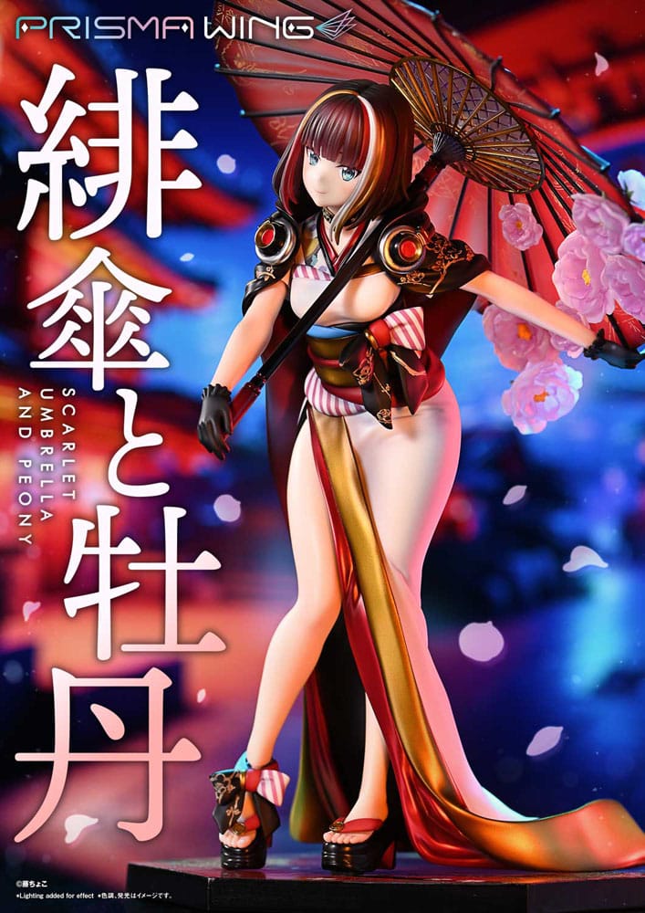 Original Illustration by Fuzichoco Prisma Wing Scarlet Umbrella And Peony Deluxe Version 32 cm 1/7 PVC Statue