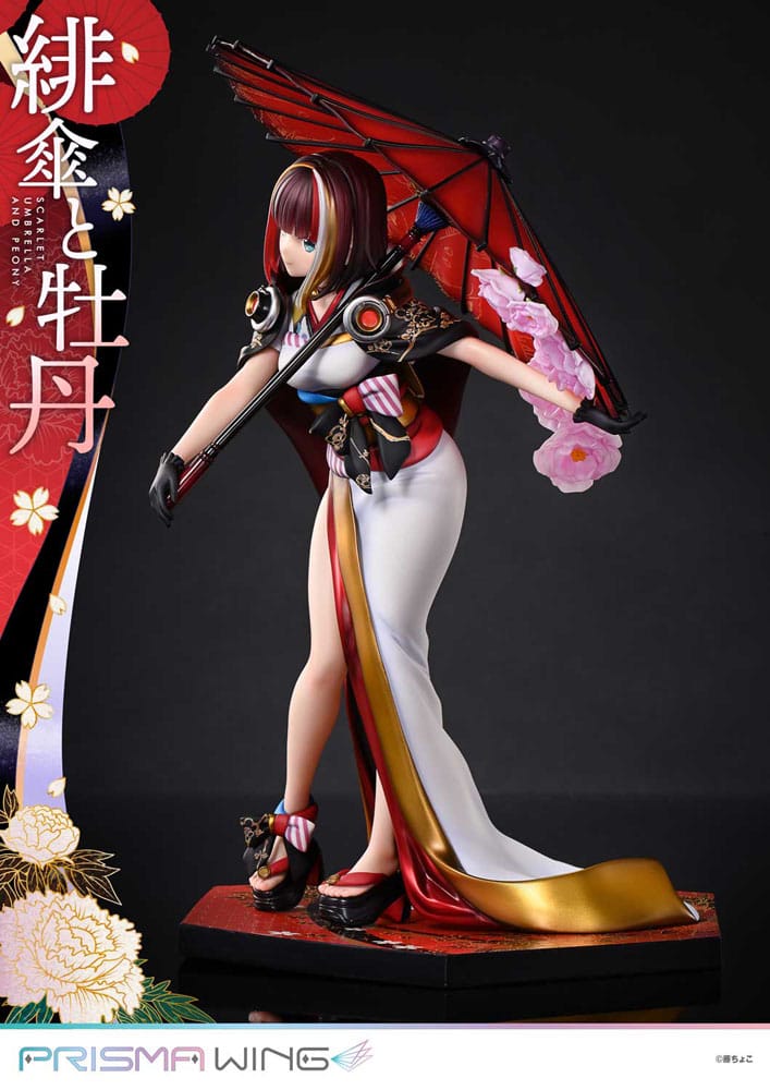 Original Illustration by Fuzichoco Prisma Wing Scarlet Umbrella And Peony Deluxe Version 32 cm 1/7 PVC Statue