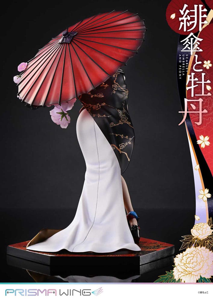 Original Illustration by Fuzichoco Prisma Wing Scarlet Umbrella And Peony Deluxe Version 32 cm 1/7 PVC Statue