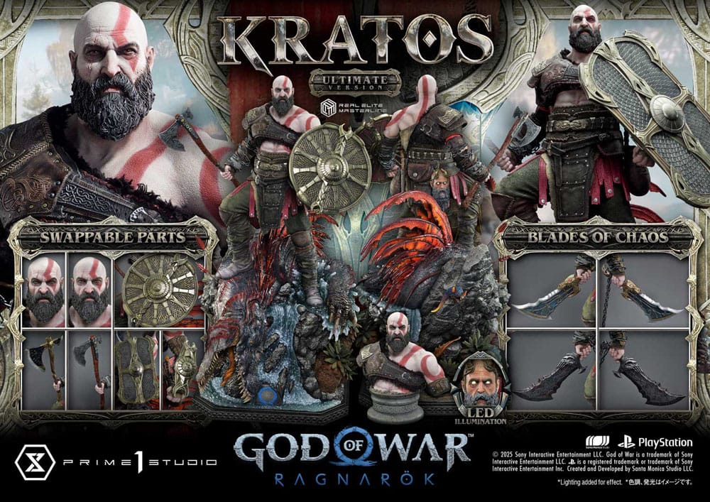 God of War Ragnarok Real Elite Kratos Ultimate Version 95 cm 1/3 Masterline Series Statue