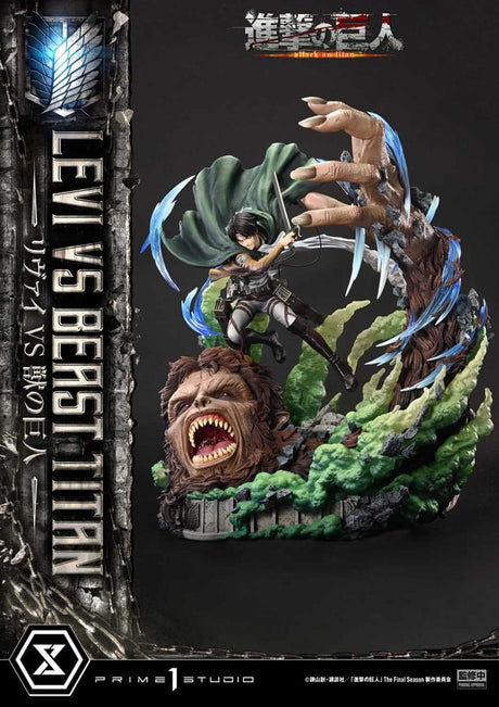 Attack on Titan Levi Versus Beast Titan 73 cm 1/4 Ultimate Premium Masterline Series Statue Bonus Version