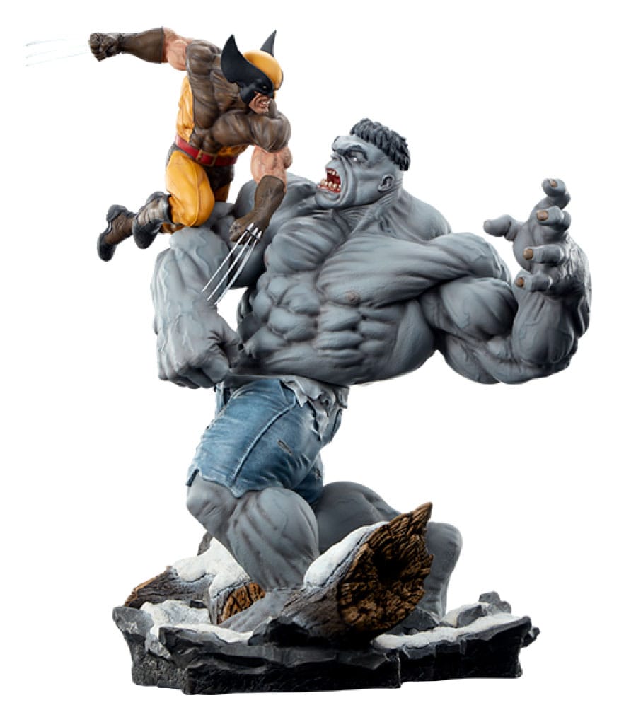 Marvel Grey Hulk vs Wolverine 58 cm Statue