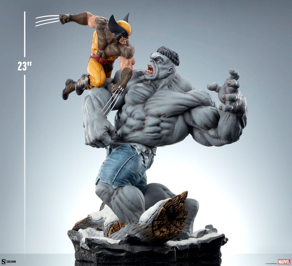 Marvel Grey Hulk vs Wolverine 58 cm Statue