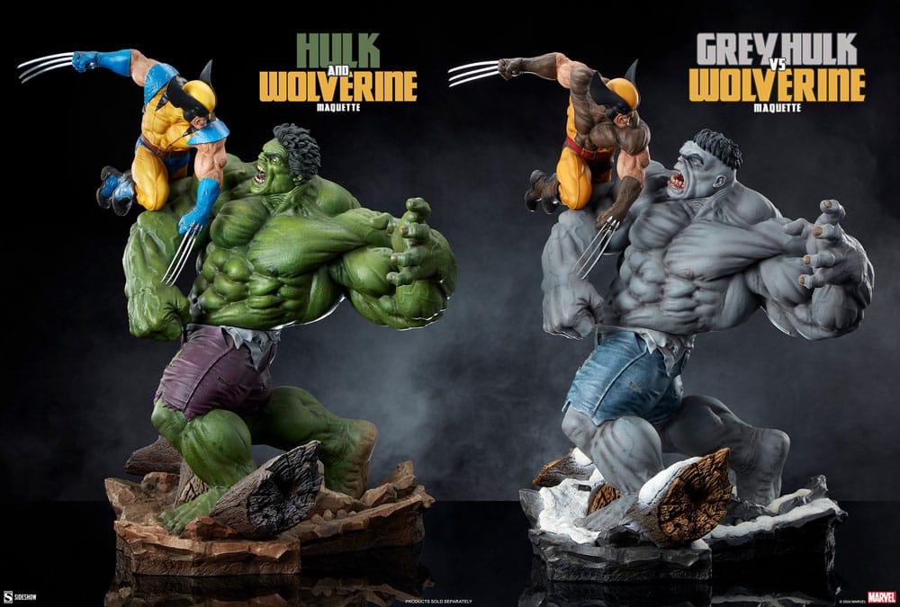 Marvel Grey Hulk vs Wolverine 58 cm Statue