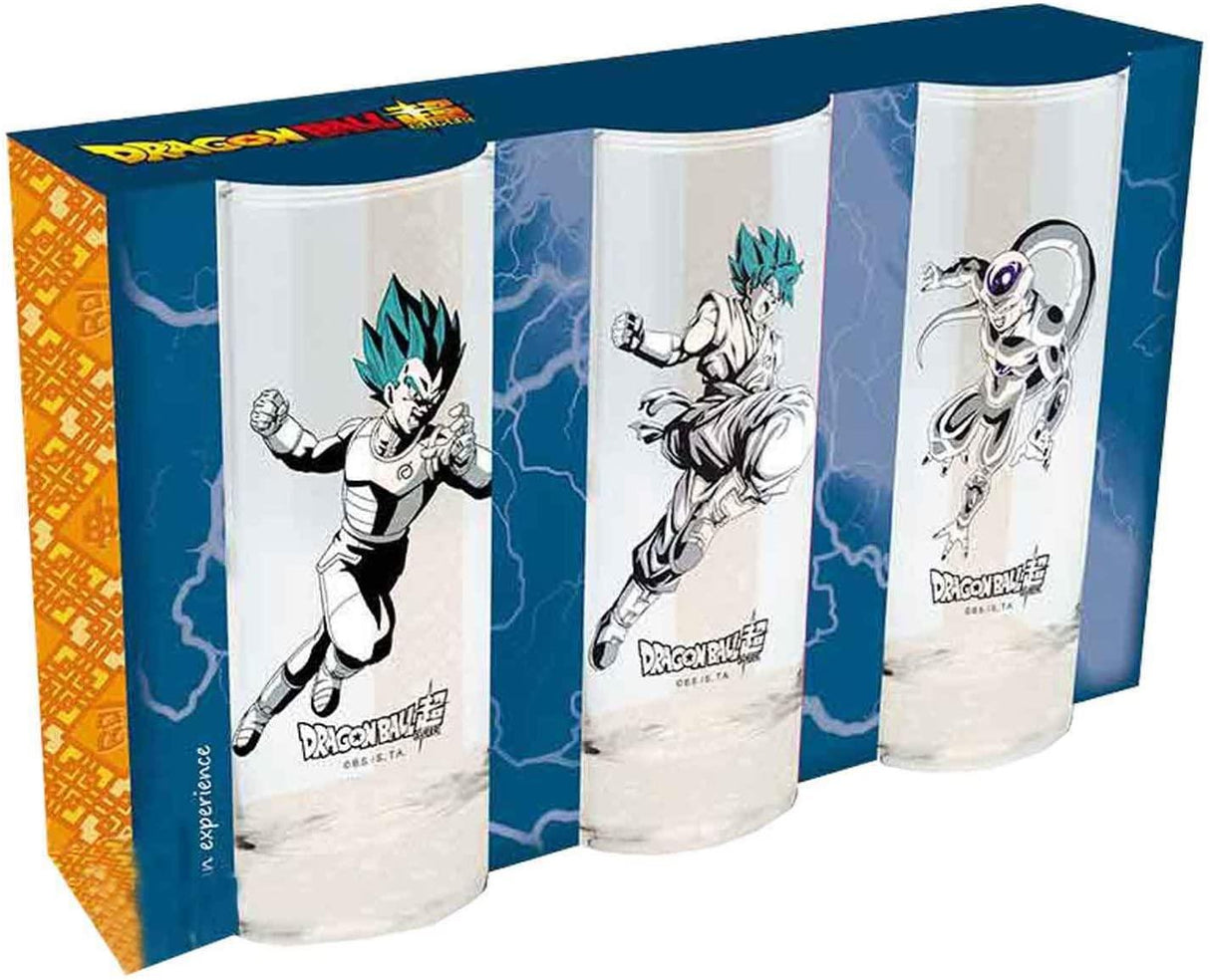 OFFICIAL DRAGON BALL Z SUPER SET OF 3 DRINKING GLASSES TUMBLERS