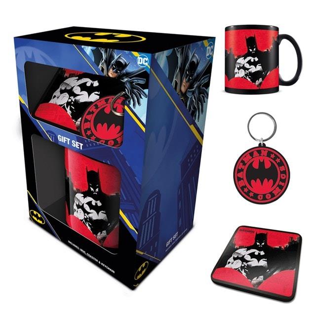 DC Comics Batman (Red) Mug, Coaster And Keyring Gift Set