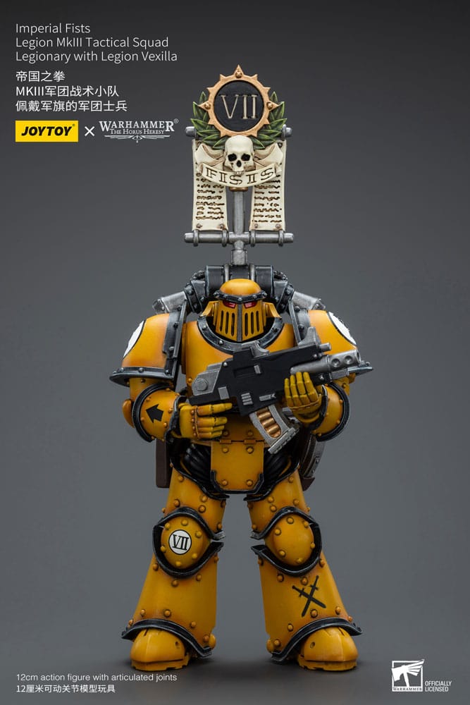 Warhammer The Horus Heresy Imperial Fists Legion MkIII Tactical Squad Legionary with Legion Vexilla 12cm 1/18 Scale Action Figure