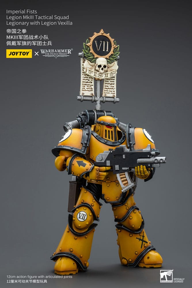 Warhammer The Horus Heresy Imperial Fists Legion MkIII Tactical Squad Legionary with Legion Vexilla 12cm 1/18 Scale Action Figure