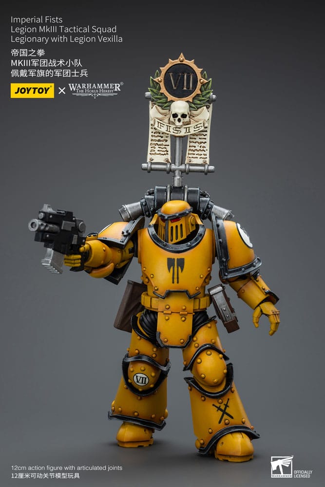 Warhammer The Horus Heresy Imperial Fists Legion MkIII Tactical Squad Legionary with Legion Vexilla 12cm 1/18 Scale Action Figure